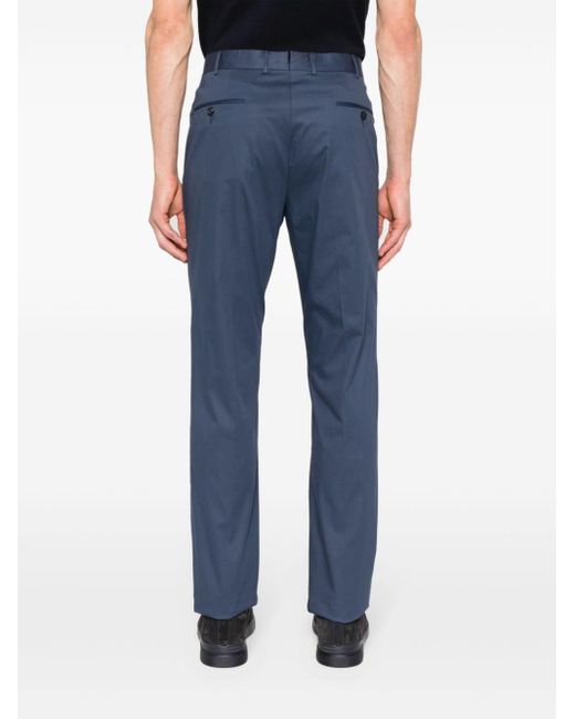 Zegna Blue Stretch-cotton Tailored Trousers for men