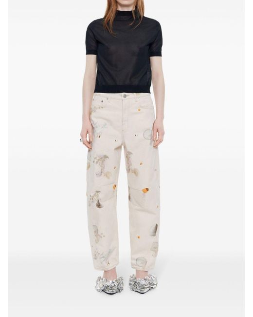 Bimba Y Lola Waves Pattern Trousers in Natural | Lyst