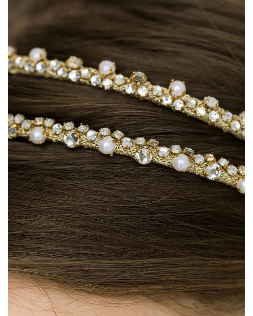 Jennifer Behr Metallic Gina Crystal-Embellished Double Headband