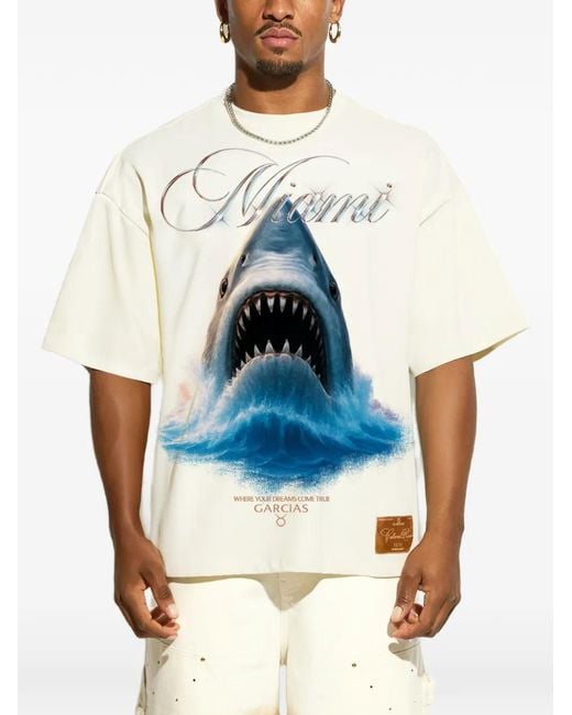 Garcia White Oversized Poster T-Shirt for men