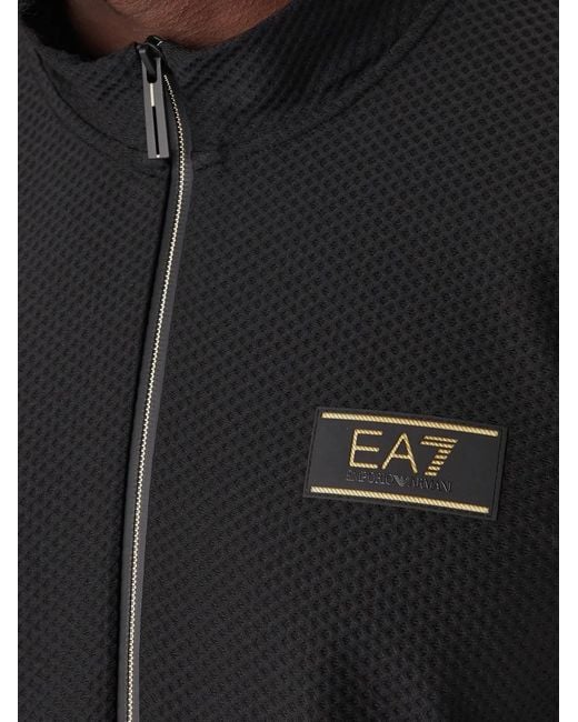 EA7 Black Sweat Zippé À Patch Logo for men