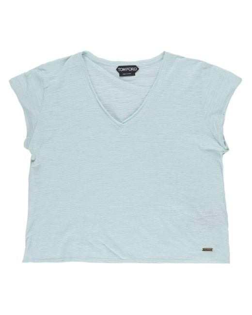 Tom Ford Blue Semi-sheer Cotton T-shirt