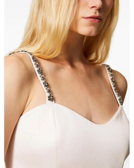 Twinset White Duchesse Cropped Top With Embroidery