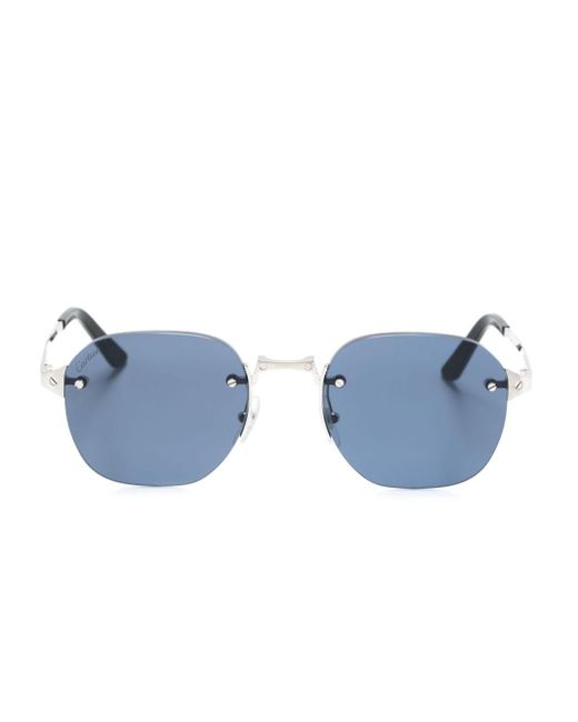 Cartier Blue Round-frame Rimless Sunglasses
