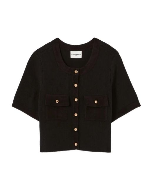 Claudie Pierlot Black Velvet Knit Cardigan