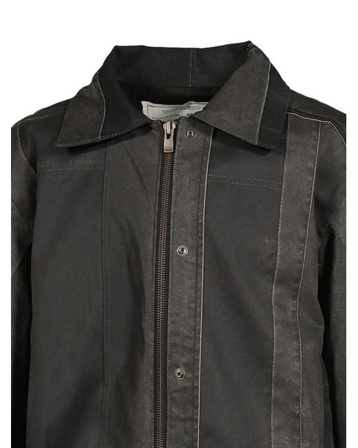 UNDER THE SIGN Black Dustborn Light Patchwork Waxed-Effect Bomber Jacket for men