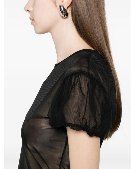 Simone Rocha Black Ruffled Puff-Sleeve Top