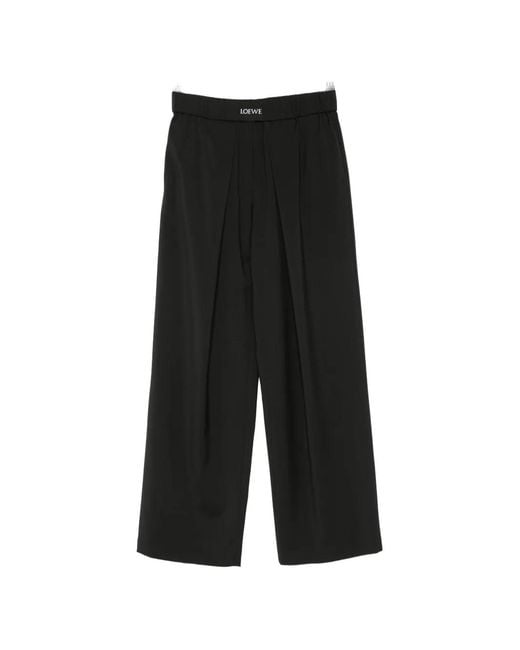 Loewe Black Logo-Patch Pleated Trousers