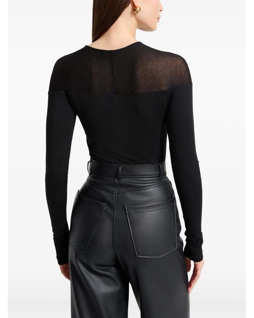 MARCELLA Black Pearl Sheer-Panel Top