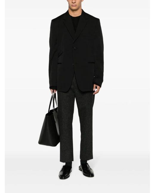 Yohji Yamamoto Black Single-Breasted Wool Blazer for men