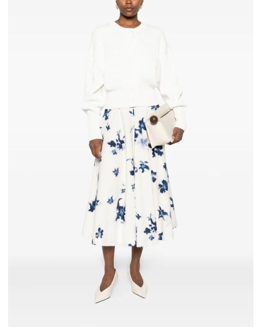 Altuzarra White Floral-Print Midi Skirt