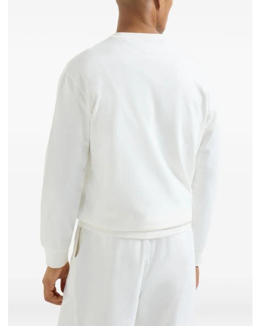 Brunello Cucinelli White Logo-Print Sweatshirt for men