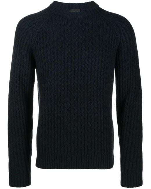 Brioni Blue Fisherman's-Knit Long-Sleeved Jumper for men