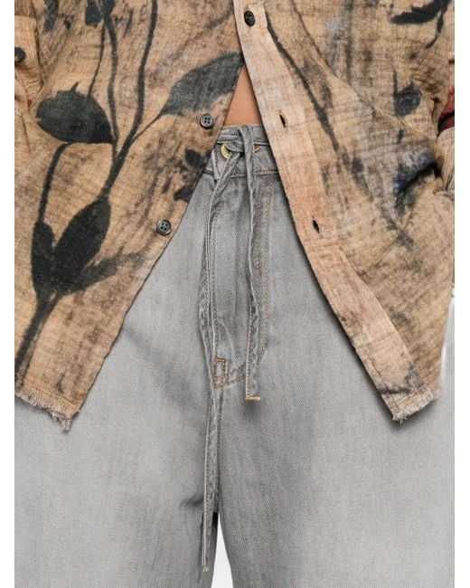 DARKPARK Gray Drawstring-Waist Wide-Leg Jeans