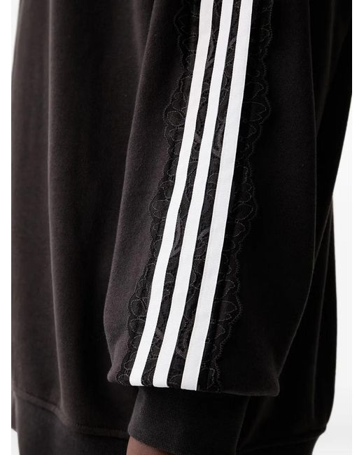 Adidas Black Lace-Trim Side-Stripe Sweater