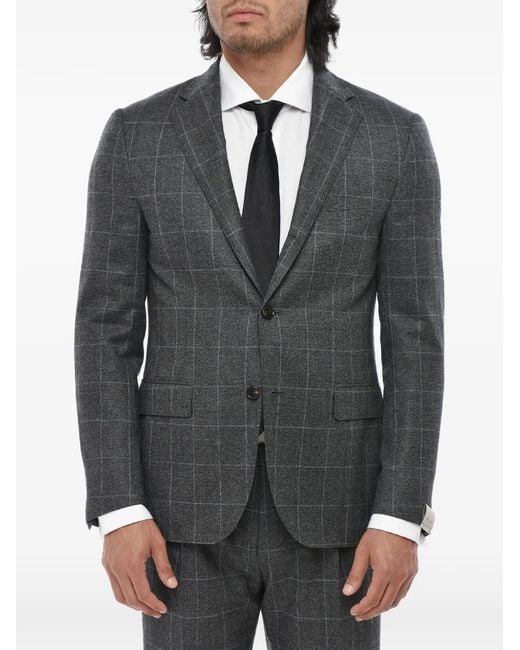 Corneliani Gray Windowpane-Pattern Suit for men