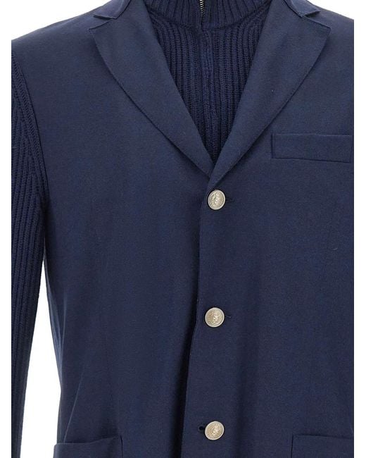 Eleventy Blue Single-Breasted Wool Jacket for men