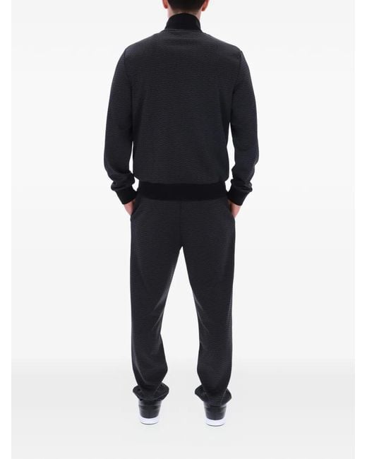 Fila Black Mathers Herringbone-Pattern Track Jacket for men