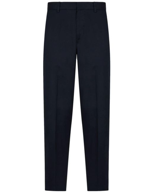 Emporio Armani Blue Tapered Cotton-blend Trousers for men