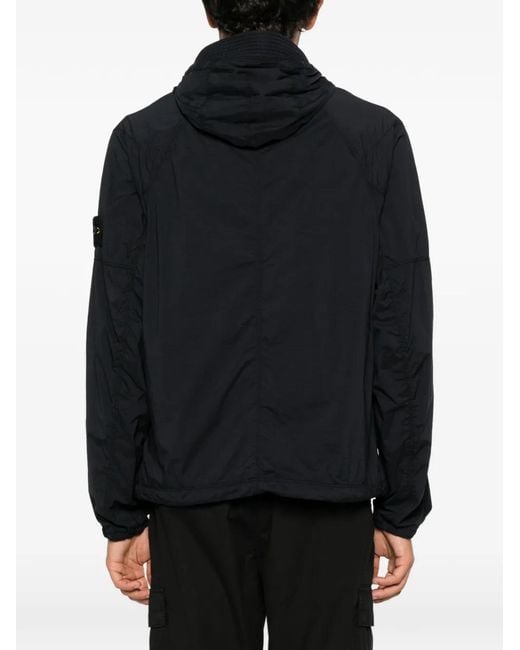 Stone Island Black Logo-Patch Hooded Jacket for men