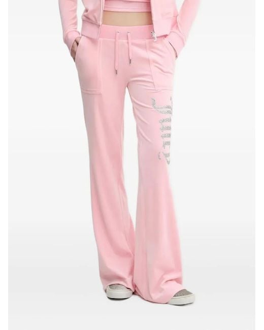 Juicy Couture Pink Rhinestone-Embellished Logo Trousers