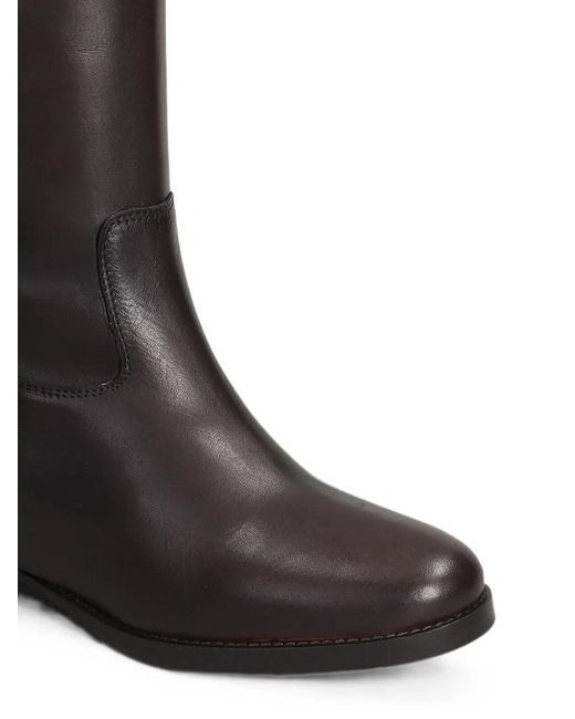 Julie Dee Black Round-Toe Leather Boots