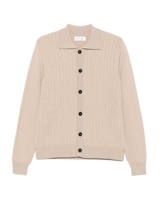 Ernest W. Baker Natural Cable-Knit Collared Cardigan for men