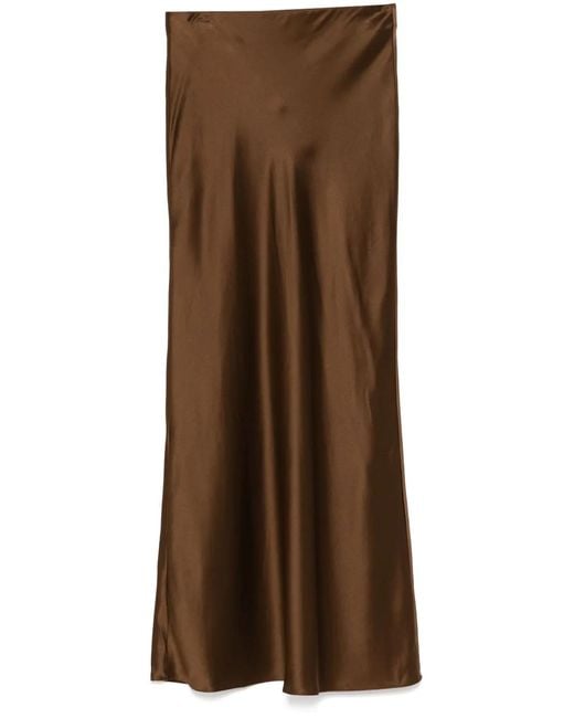 FRAME Brown Silk Skirt