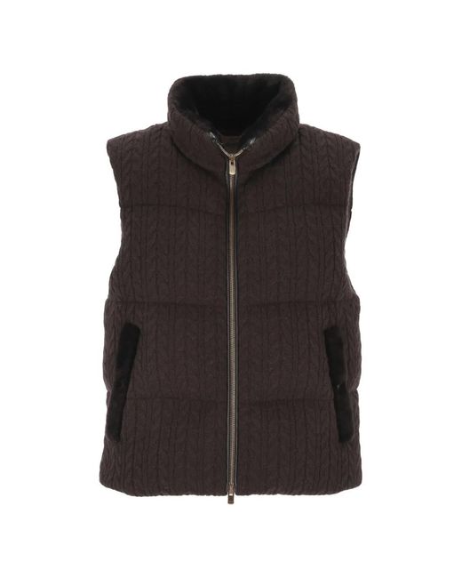 Agnona Black Cable-Knit Padded Jacket