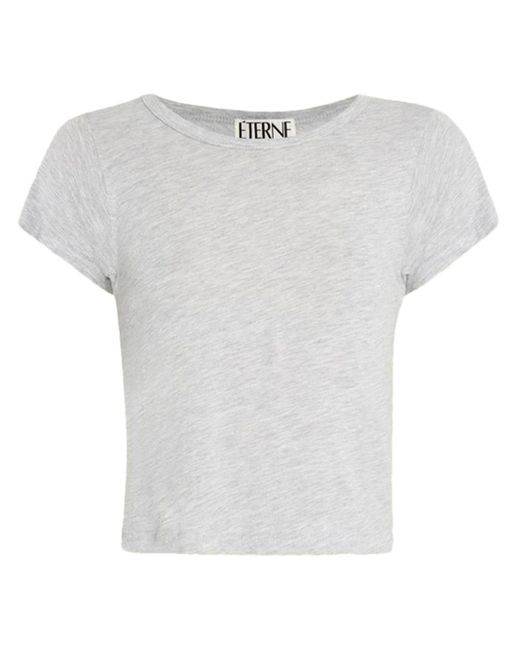 ÉTERNE White Crew-neck Cropped T-shirt