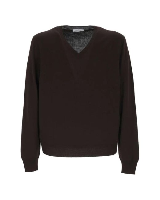 Gran Sasso Black V-Neck Sweater for men