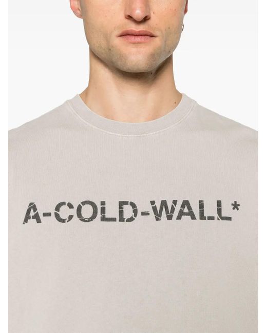 A_COLD_WALL* Gray Overdye Logo-Print T-Shirt for men