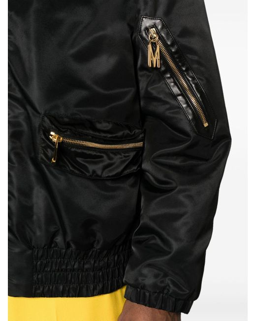 Moschino Black Logo-lettering Cargo Bomber Jacket for men