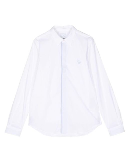 PS by Paul Smith White Embroidered Long-sleeve Shirt for men