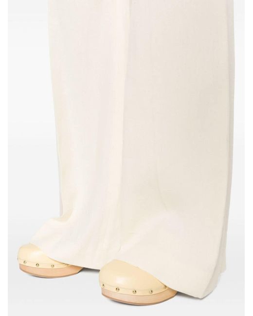 Chloé White Leinenhose mit weitem Bein