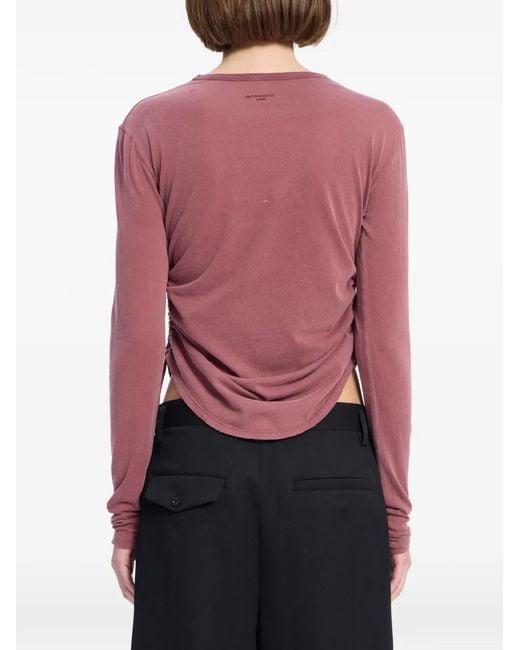 Ann Demeulemeester Red Graphic-Print Drawstring-Side T-Shirt