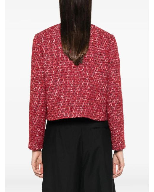 Valentino Garavani Red Buttoned Tweed Jacket
