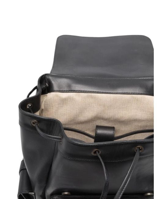 Officine Creative Black Bostonian 003 Buckle-Fastening Leather Backpack