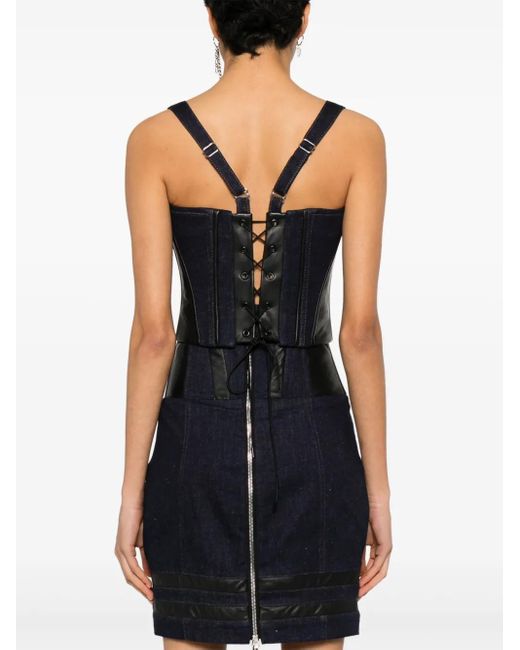 MITILIANE COUTURE Black Denim-Insert Corset Top