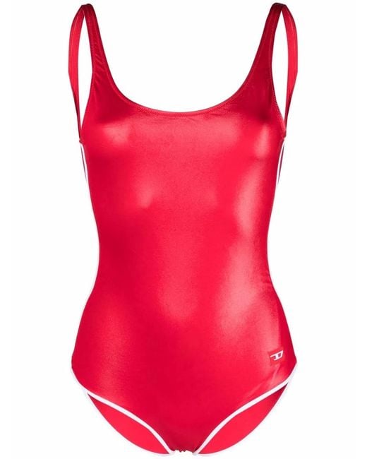 DIESEL Red Logo Fitted Swimsuit