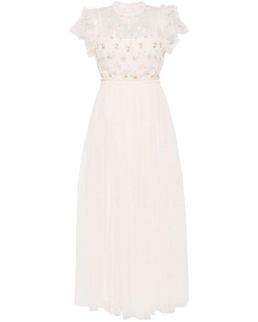 Needle & Thread White Rococo Floral-embroidered Gown