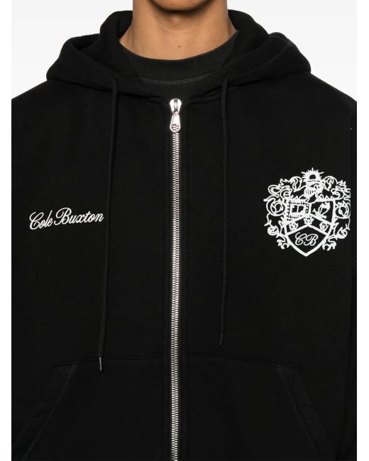 Cole Buxton Black Logo-Print Cotton Hoodie for men