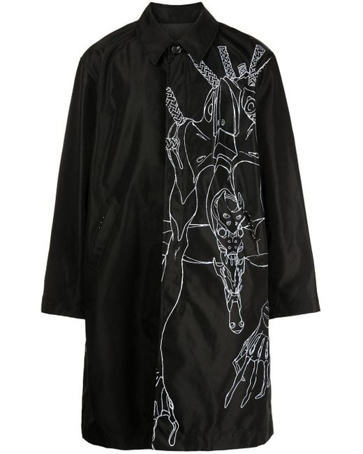Undercover Black X Neon Genesis Evangelion Single-breasted Coat for men
