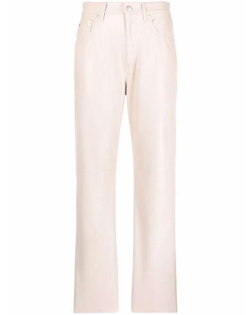 Nanushka Natural Faux-Leather Straight Leg Trousers
