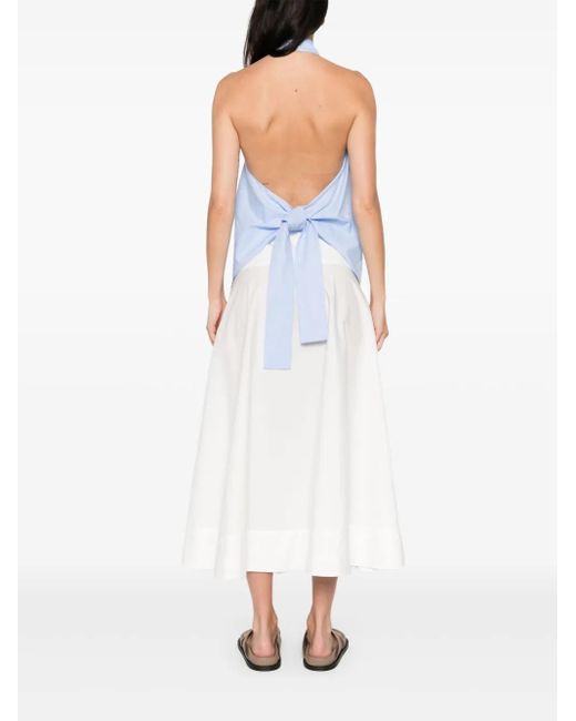 St. Agni White Oxford Halter Tie-Back Top