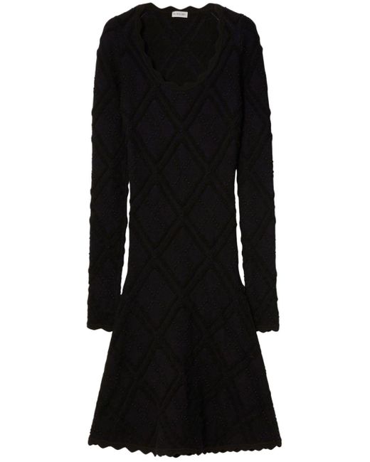 Burberry Black Aran Long-sleeve Knitted Dress