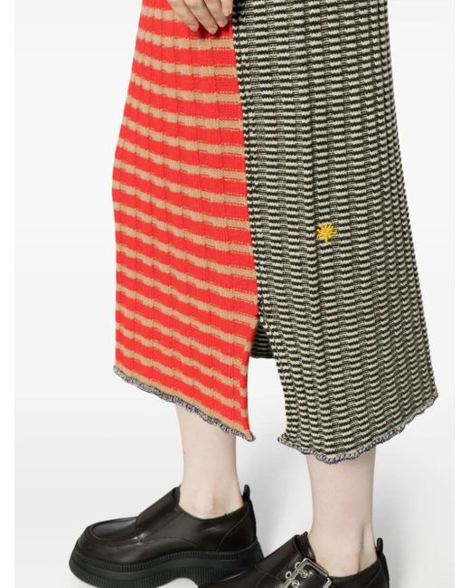 YANYAN KNITS チェック ニットスカート Red