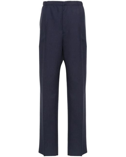 Fendi Blue Pleated Wool Trousers For for men