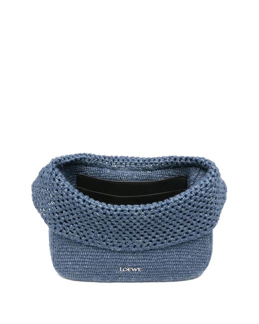 Loewe Blue Ola Crochet Medium Shoulder Bag