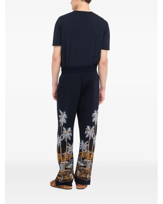 Alanui Blue Diamond Head Jacquard-Knit Track Pants for men